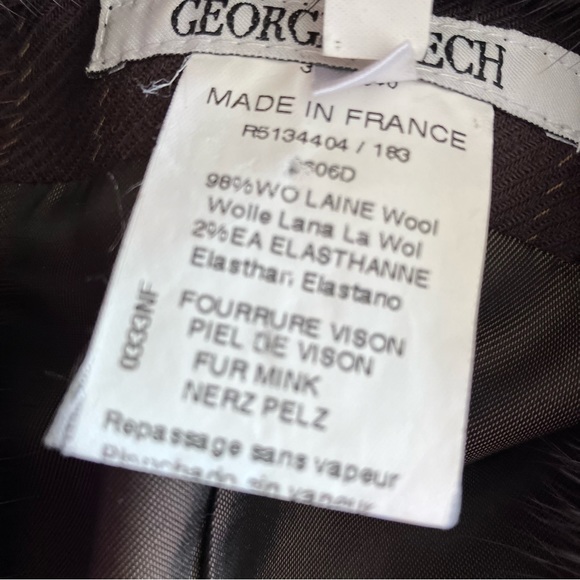 VTG George Rech Paris brown wool pinstripe blazer w/mink lapel. - Picture 8 of 10